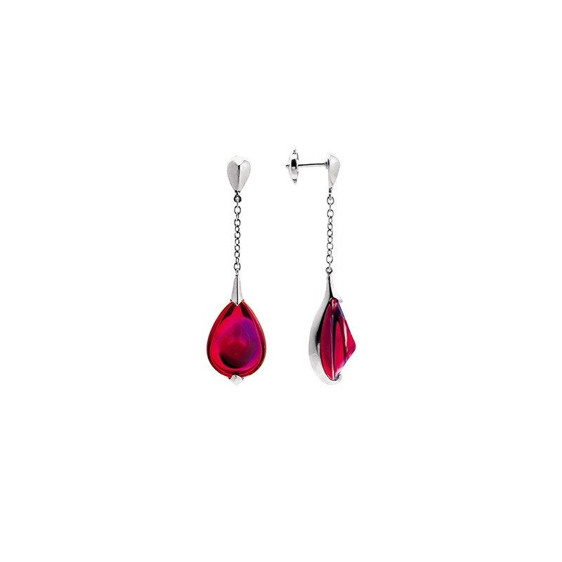 Boucles d'oreilles Baccarat Fleurs de Psydélic rouge irisé 2610116