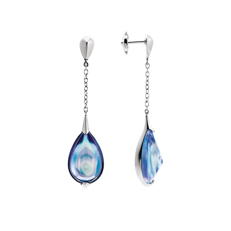 Boucles d'oreilles Baccarat Fleurs de Psydélic aqua miroir 2608368