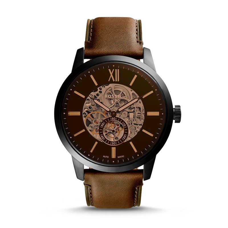 Montre Homme Fossil Townsman automatique cuir marron ME3155