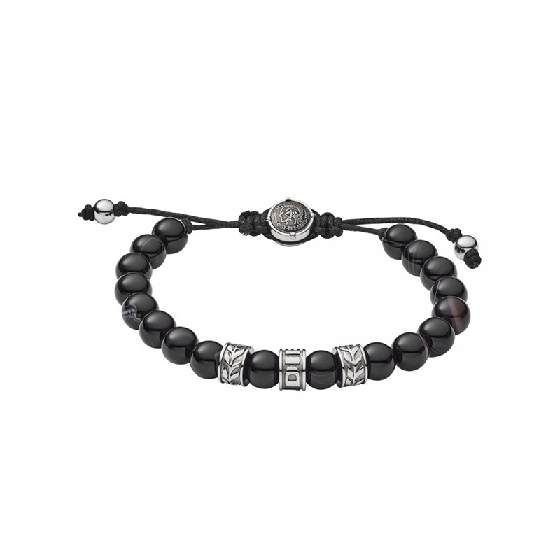 Bracelet Homme Diesel acier et agathe noire DX1101040