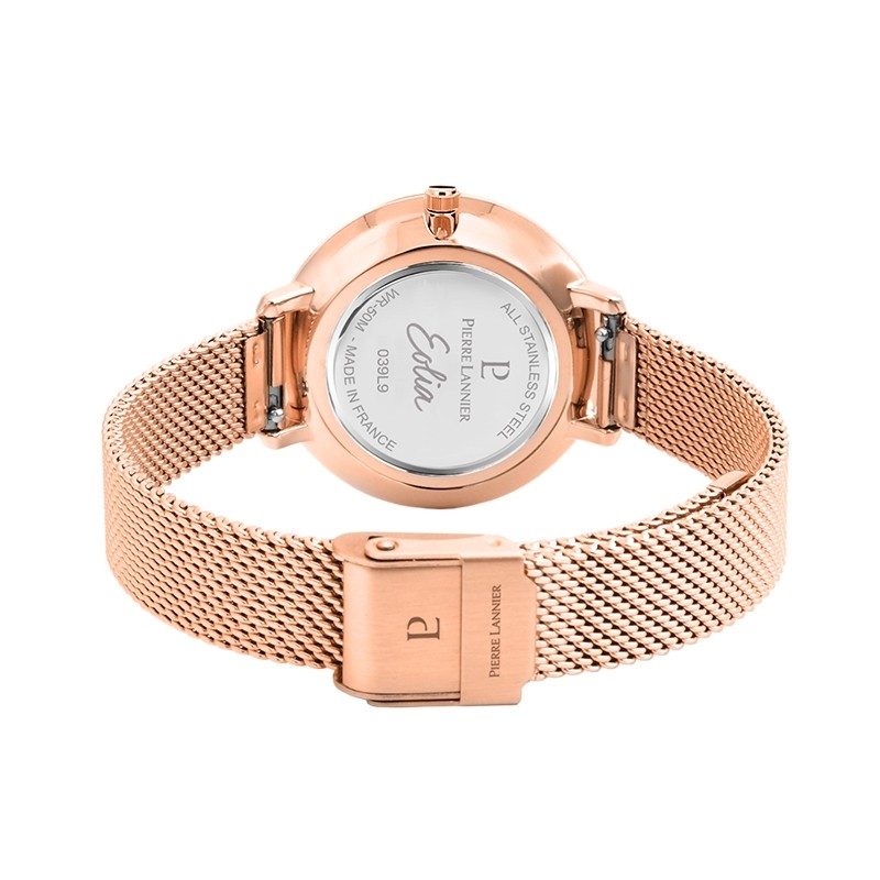 Montre femme Pierre Lannier Eolia acier milanais doré rose 039L938