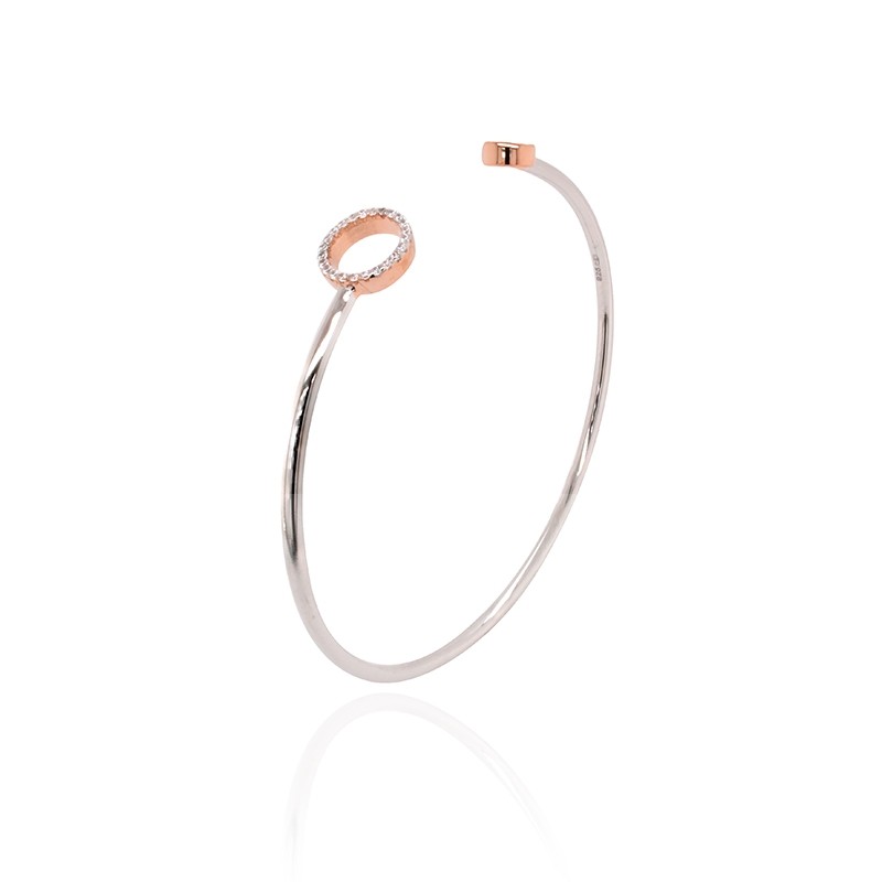 Bracelet jonc Carador motif cercles argent 925/000 blanc et rose et oxydes de zirconium