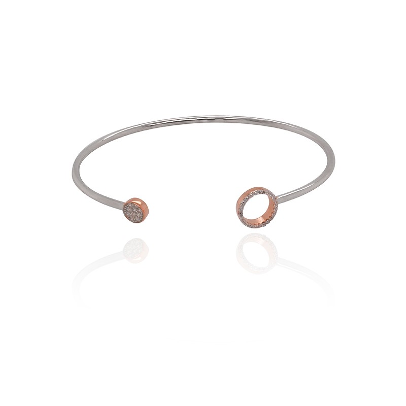 Bracelet jonc Carador motif cercles argent 925/000 blanc et rose et oxydes de zirconium