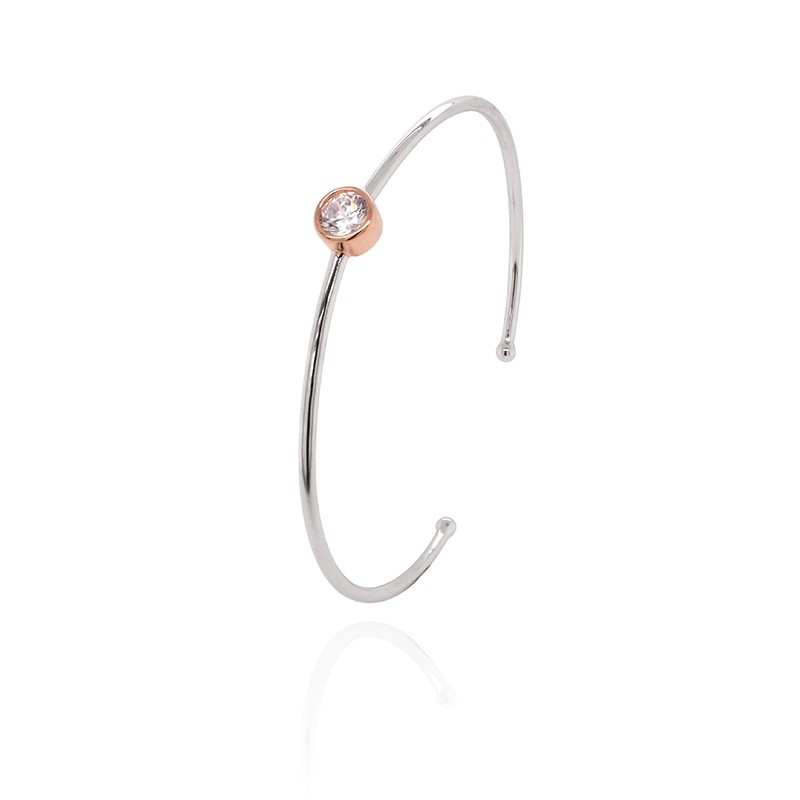 Bracelet jonc Carador argent 925/000 blanc et rose et oxydes de zirconium