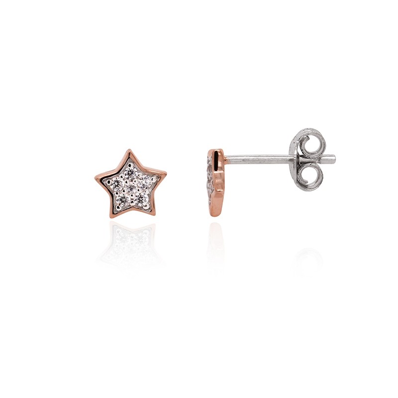 Boucles d'oreilles Silver Pop étoile argent 925/000 blanc et rose et oxydes de zirconium