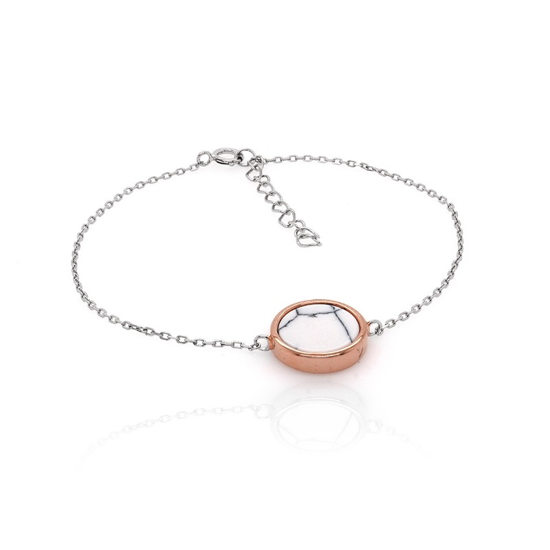 Bracelet Silver Pop motif rond en Argent 925/000 bicolore et Howlite