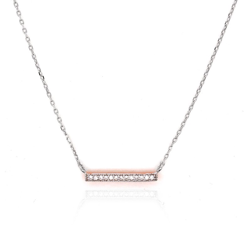Collier Silver Pop barrette argent 925/000 bicolore et oxydes de zirconium