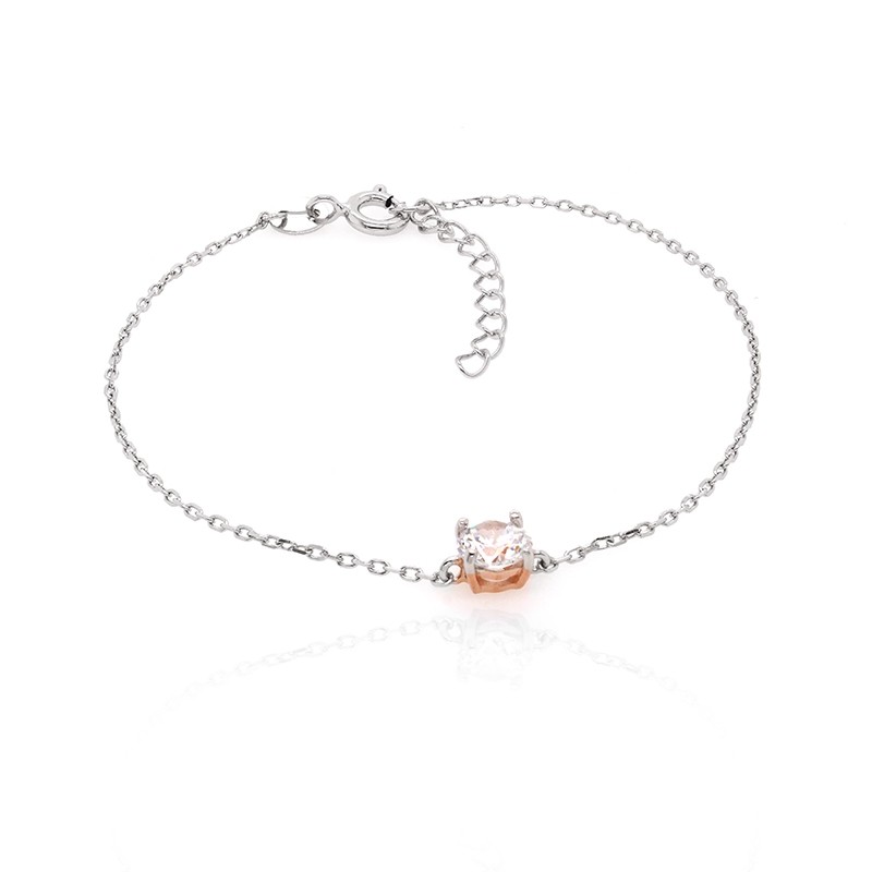 Bracelet souple Silver Pop solitaire argent 925/000 blanc et rose et oxydes de zirconium