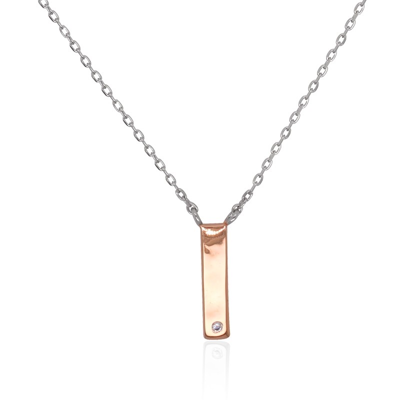 Collier Silver Pop barrette Argent 925/000 bicolore et oxydes de zirconium