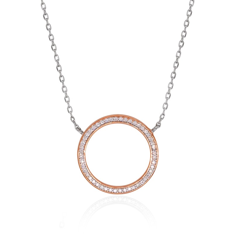 Collier Silver Pop cercle argent 925/000 blanc et rose et oxydes de zirconium