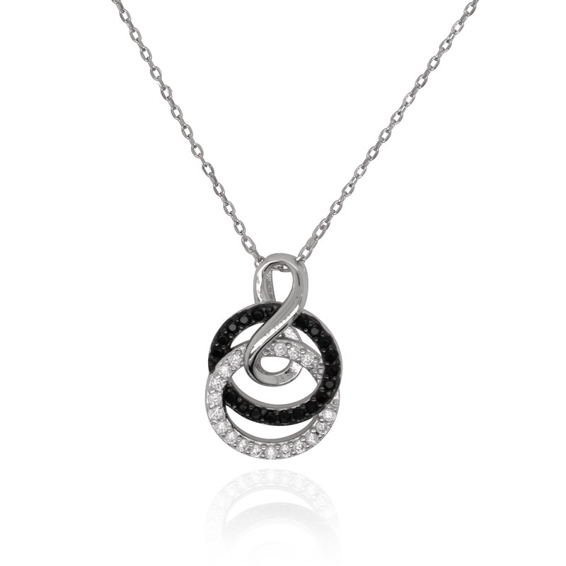 Collier femme Carador anneaux et infini argent 925/000 et oxydes de zirconium bicolores
