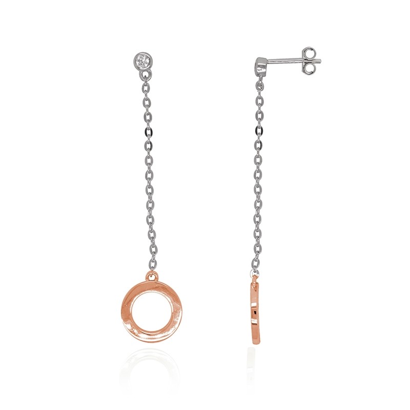 Boucles d'oreilles Carador pendantes cercle Argent 925/000e Oxydes de zirconium