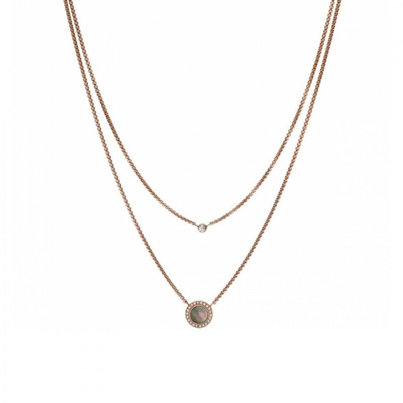 Collier Fossil 2 chaines tendance Glitz