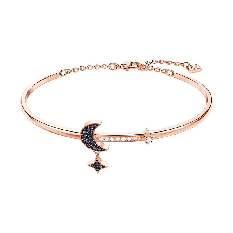 Bracelet jonc Swarovski Duo Moon medium plaqué or rose 5429729