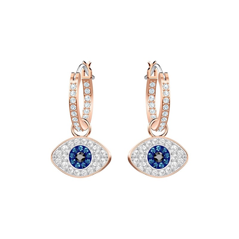 Boucles d'oreilles Swarovski créoles Duo Evil Eye, plaqué or 5425857