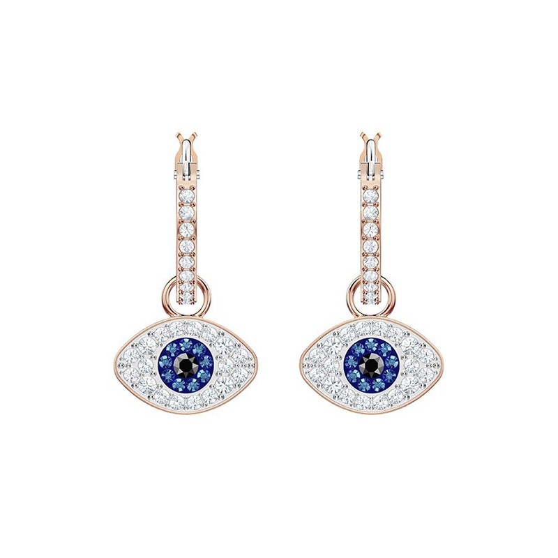 Boucles d'oreilles Swarovski créoles Duo Evil Eye, plaqué or 5425857