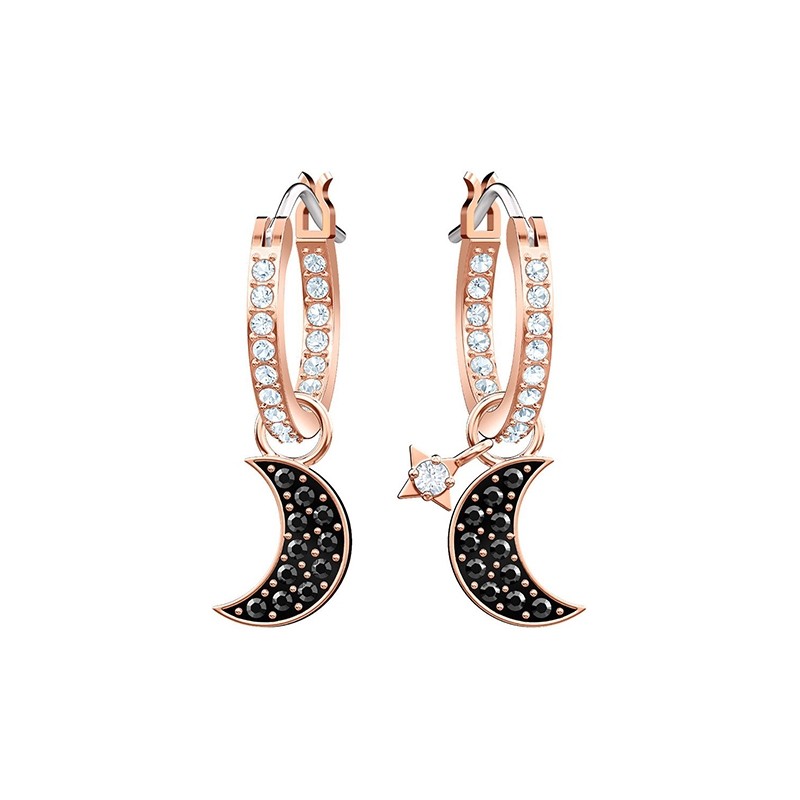 Boucles d'oreilles Swarovski créoles Duo Moon, plaqué or 5440458