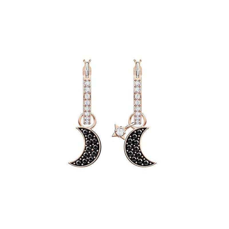 Boucles d'oreilles Swarovski créoles Duo Moon, plaqué or 5440458