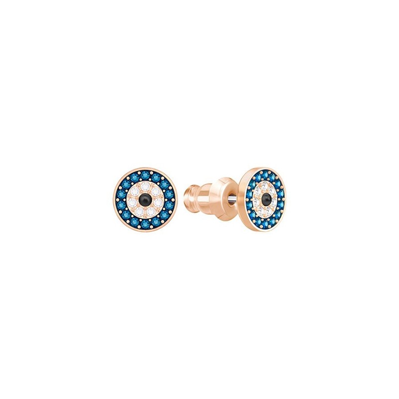 Boucles d'oreilles Swarovski Duo Evil Eye plaqué or rose