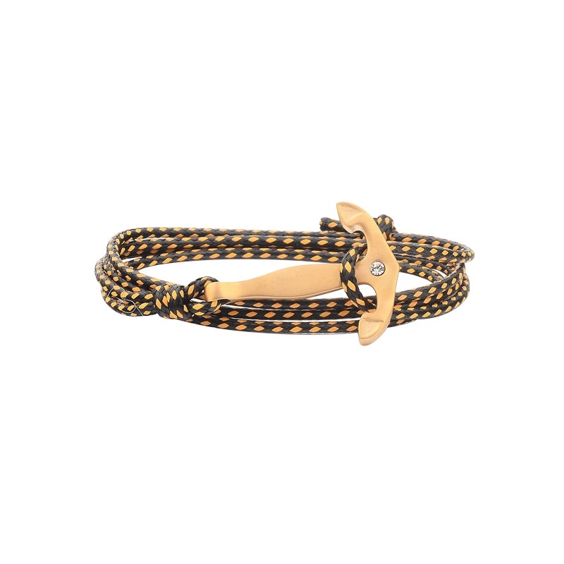 Bracelet Carador noir et jaune avec ancre acier