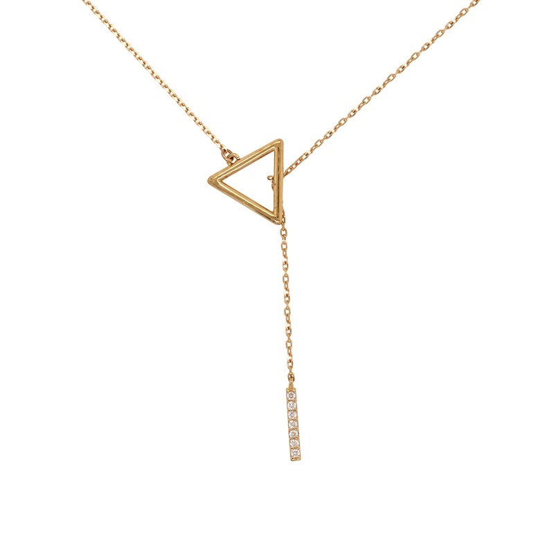 coller Femme Carador Minimaliste triangle, or jaune 375/000 et oxydes
