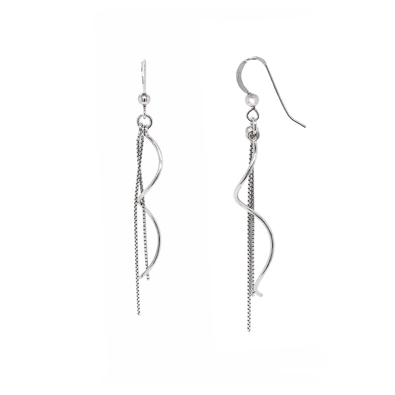 Boucles d'oreilles Femme Carador pendantes serpentin et chaine argent 925/000