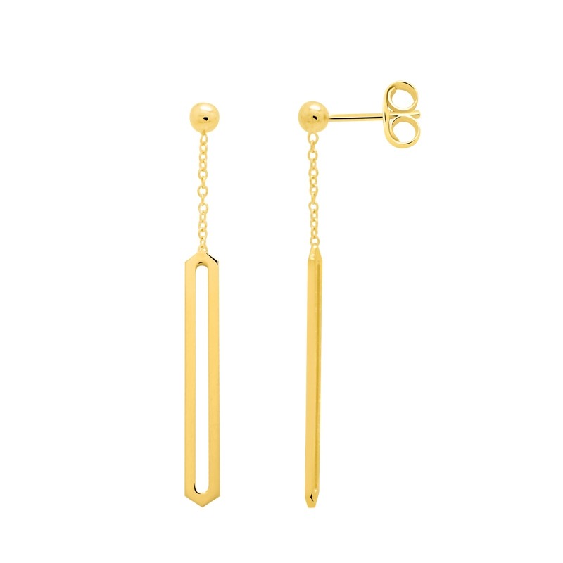 Boucles d'oreilles Femme Carador minimaliste hexagone or 375/000