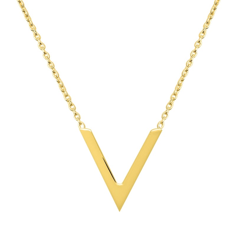 Collier Femme Carador minimaliste motif V or 375/000