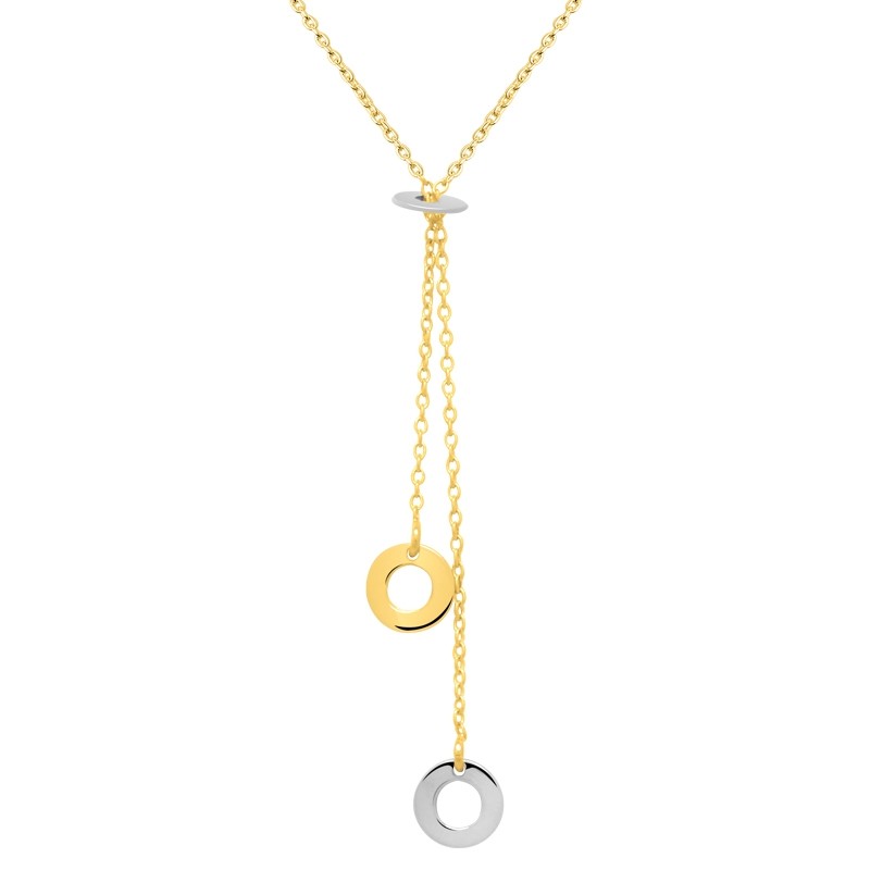 Collier Femme Carador minimaliste mini cercles or bicolore 375/000