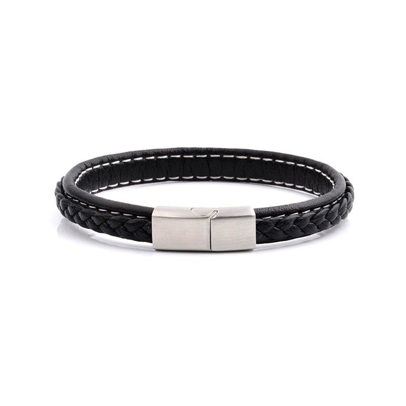 Bracelet Carador noir fermoir acier brossé