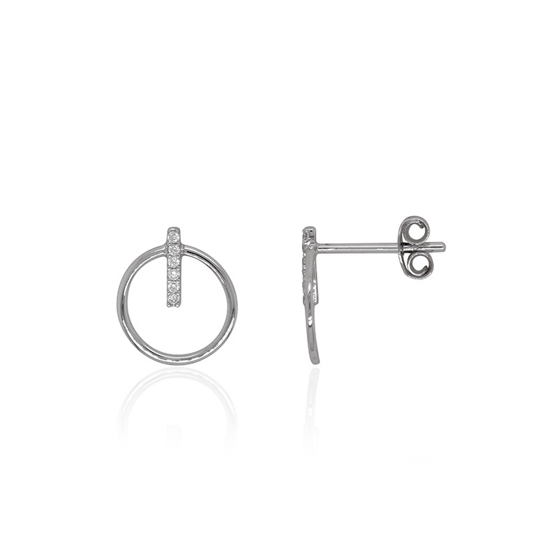 Boucles d'oreilles Carador minimaliste anneau or 375/000 et oxydes de zirconium DJE1217