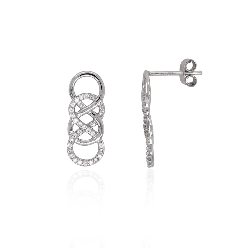 Boucles d'oreilles Carador minimaliste double infini or 375/000 et oxydes de zirconium