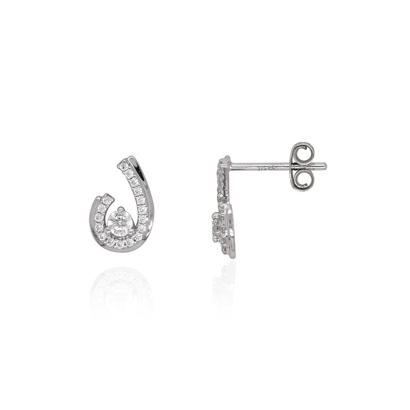 Boucles d'oreilles Carador baroques forme goutte or blanc 375/000 et oxydes de zirconium