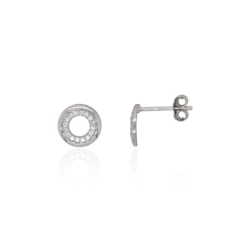 Boucles d'oreilles Carador sphère or blanc 375/000 et oxydes de zirconium