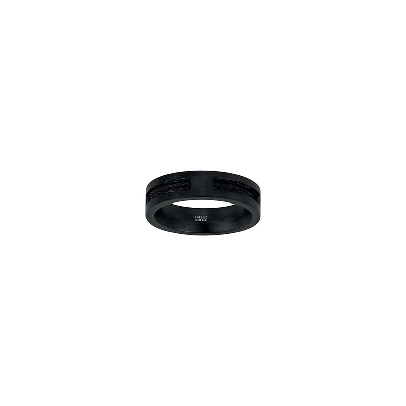 Bague Phebus acier cable noir