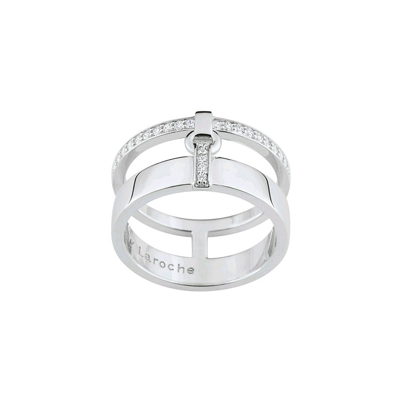 Bague Femme Guy Laroche double aneaux argent 925/000 et oxydes de zirconium ATY001AZ