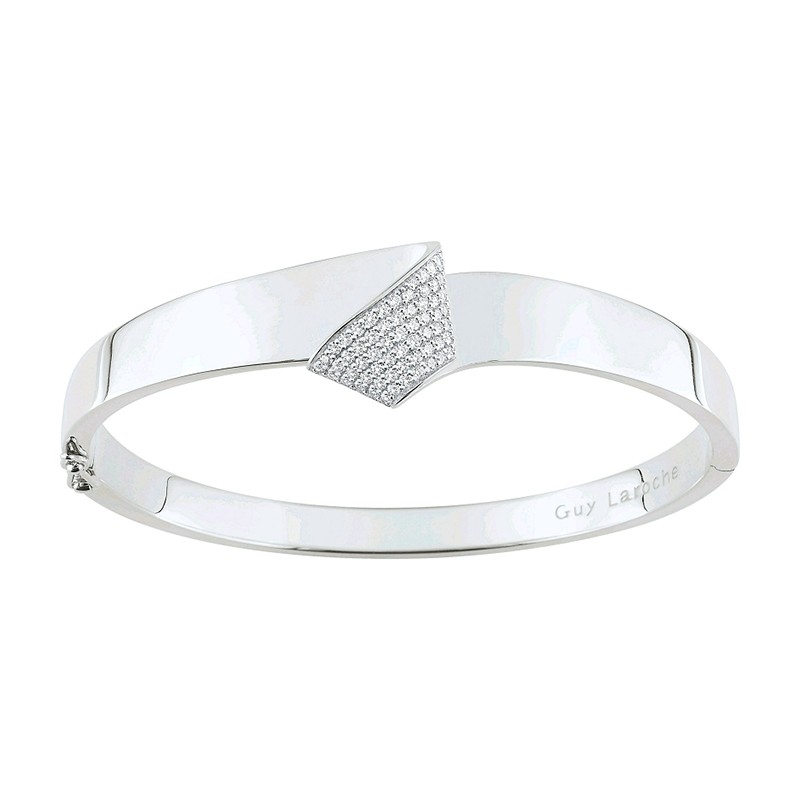 Bracelet jonc Guy Laroche revers argent 925/000 et oxydes ATX707AZ