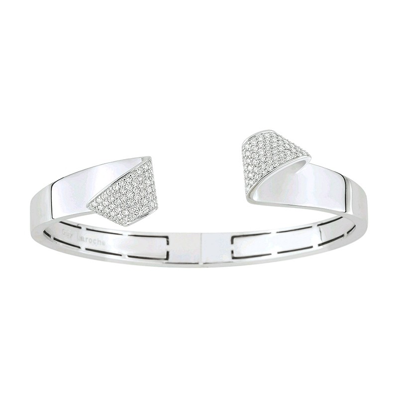 Bracelet jonc Guy Laroche double revers argent 925/000 et oxydes ATZ701AZ