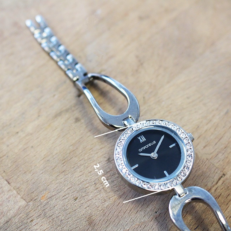 Montre Femme Amporelle métal argenté bracelet fantaisie P100637-A2