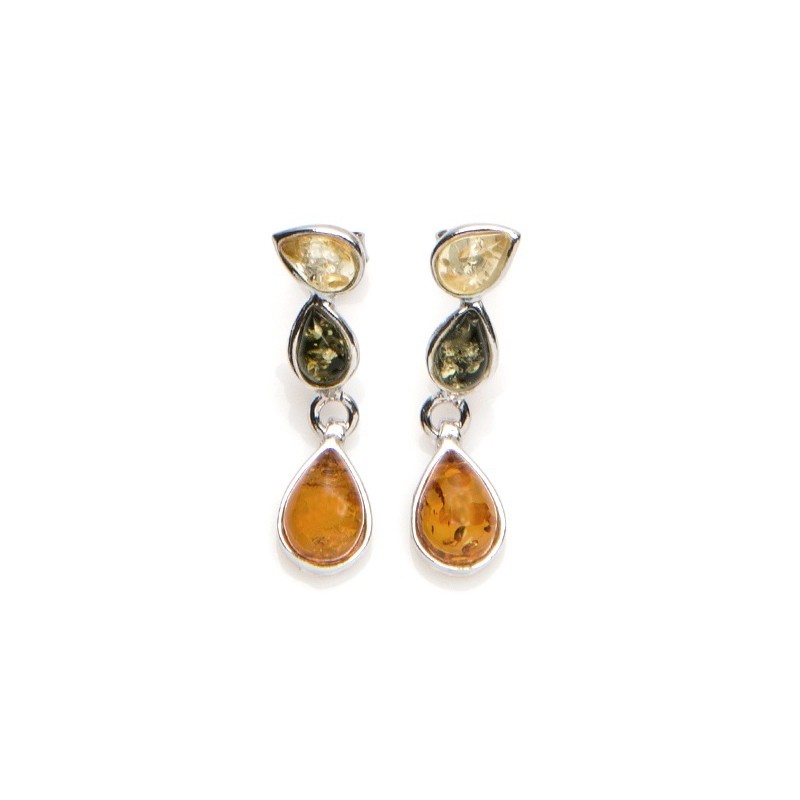 Boucles d'oreilles Carador ambre trois couleurs 