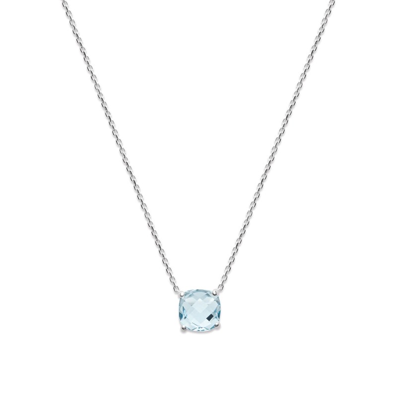 Collier Femme Carador argent 925/000 et pierre facettée teintée aigue-marine