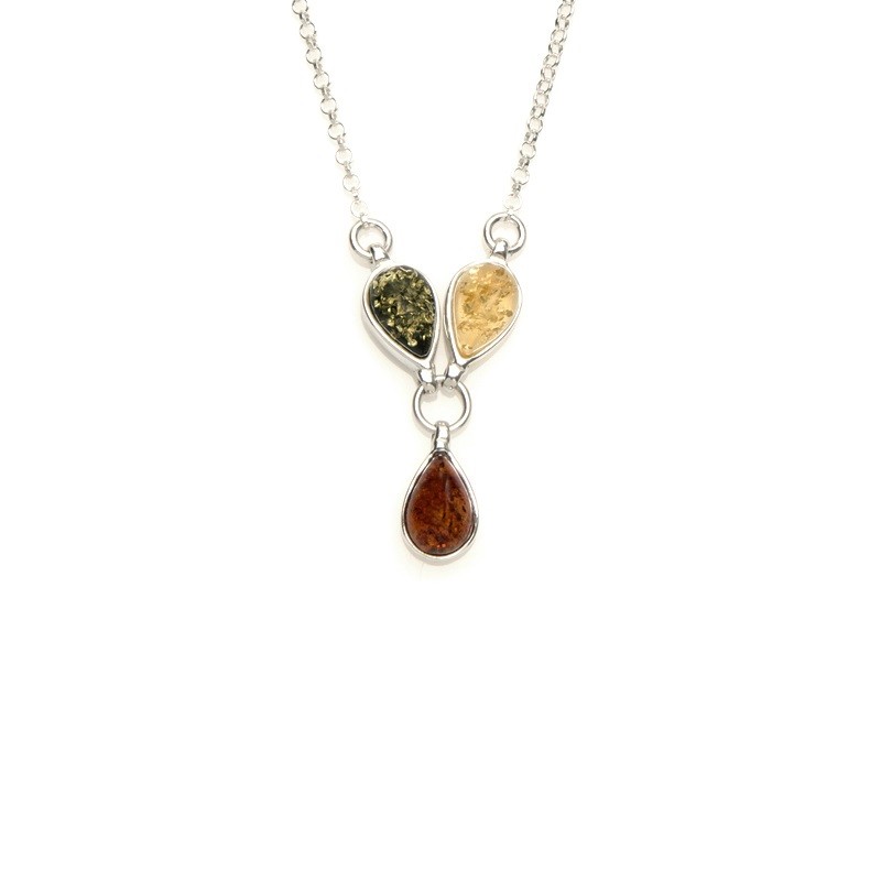 Collier Carador argent 925/000ème ambre trois couleurs