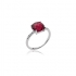 Bague Carador argent 925/000 et pierre carrée facettée teintée rubis