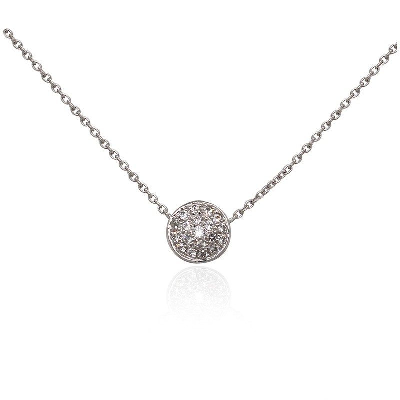 Collier Carador Or blanc 375/000e Rond pavé B96517