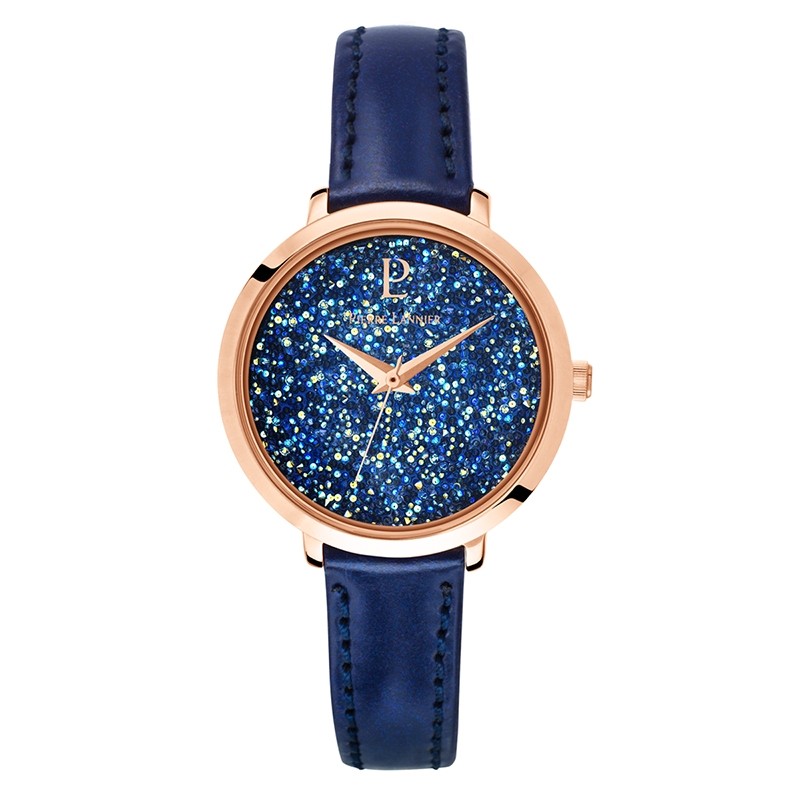 Montre Pierre Lannier "La Petite Cristal" cuir bleu 105J966