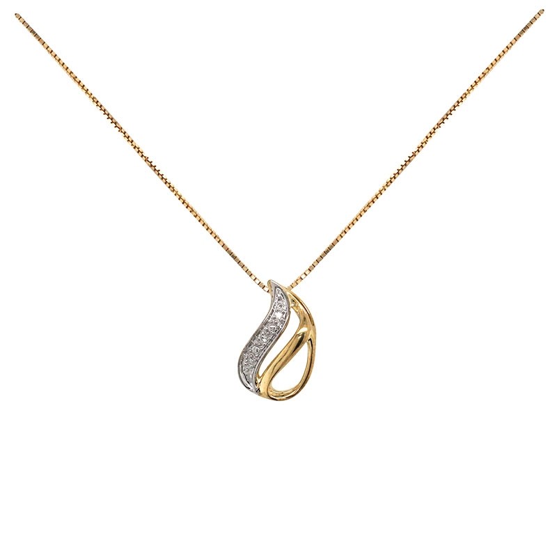 Collier Carador Or bicolore 375/000 pendentif goutte