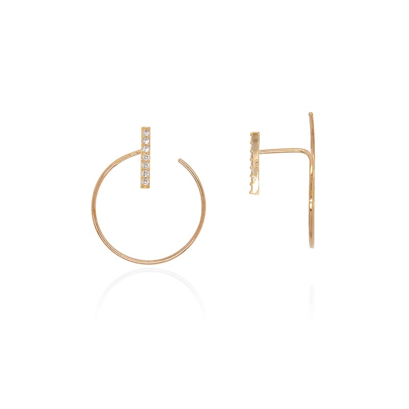 Boucles d'oreilles Carador créoles et barrette or 375/000 et oxydes