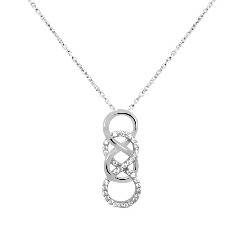 Collier Carador collection trendy double infini zircons et or blanc 375/000