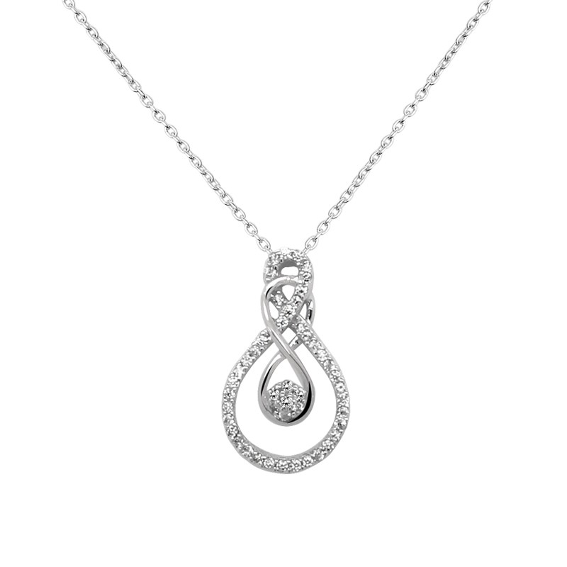 Collier Carador collection trendy goutte d'eau or blanc 375/000 et zircons