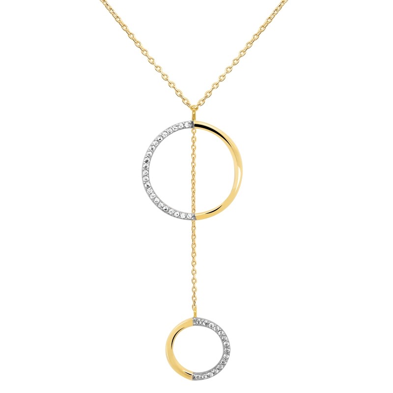 Collier Carador collection grapique cercles suspendus or jaune 375/000 et zircons